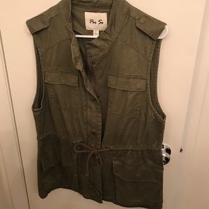Per se olive utility vest
